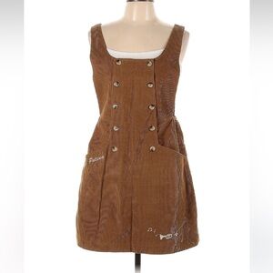 Miss Patina Brown Corduroy Pinafore Dress